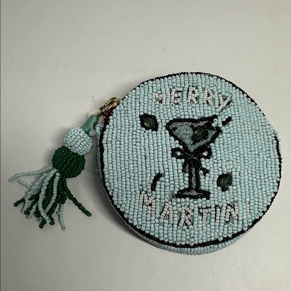 Nephthys Illustrated Beaded Round Coin Purse - Merry Martini #1001